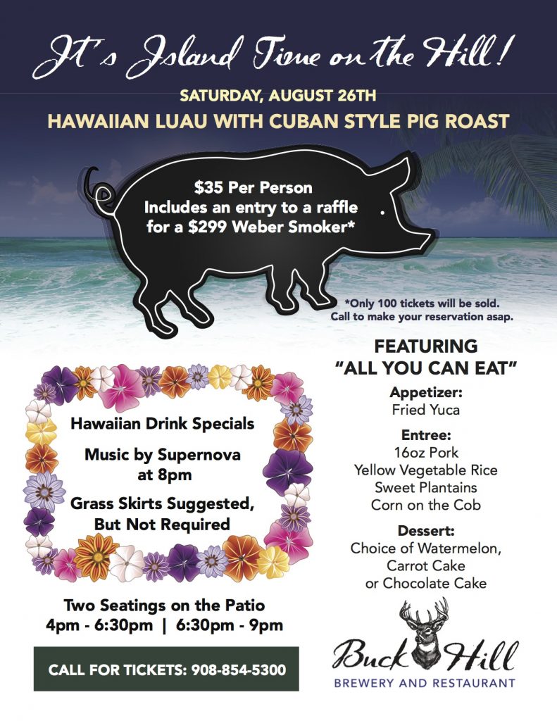 Hawaiian Luau with Cuban Pig Roast Buck Hill Brewery and Restaurant