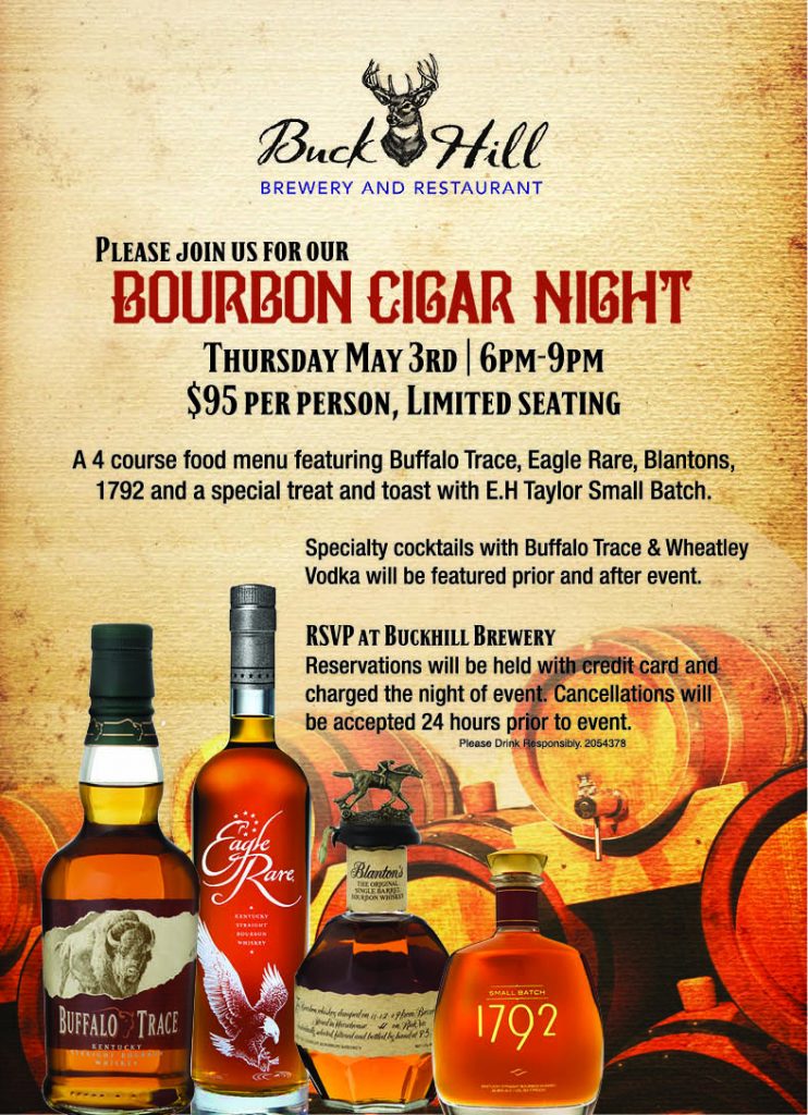Bourbon and Cigar Night Buck Hill Brewery and Restaurant