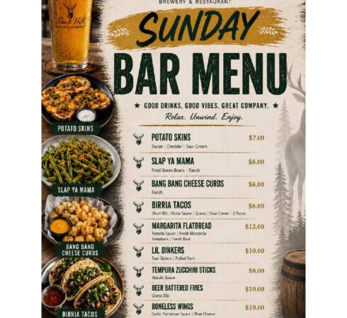 Sunday Bar Menu